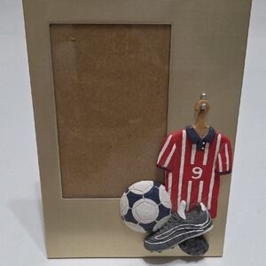 Source Unknown Soccer-Themed Frame with Red and Blue Accents